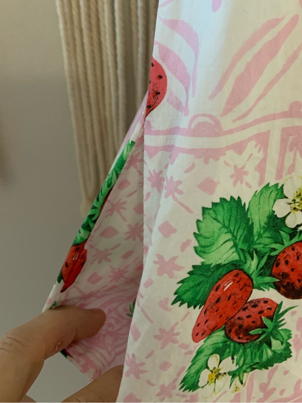 PEACH LOVE CALIFORNIA Berry Bliss Pink Cotton Strawberry Dress Size Medium - Picture 6 of 11